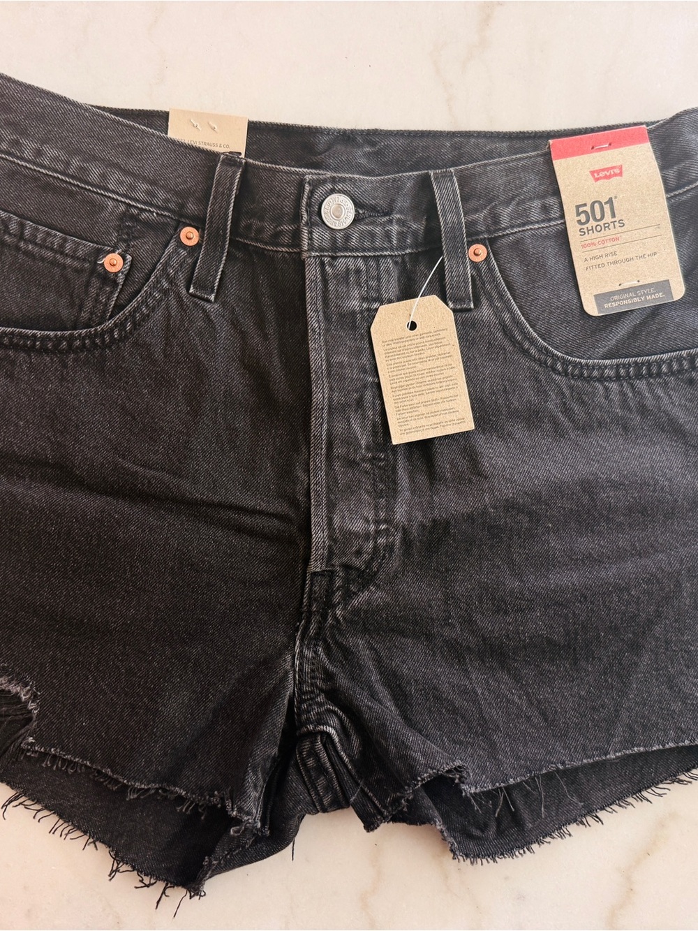Levi's Black 501 Cutoff Denim Shorts